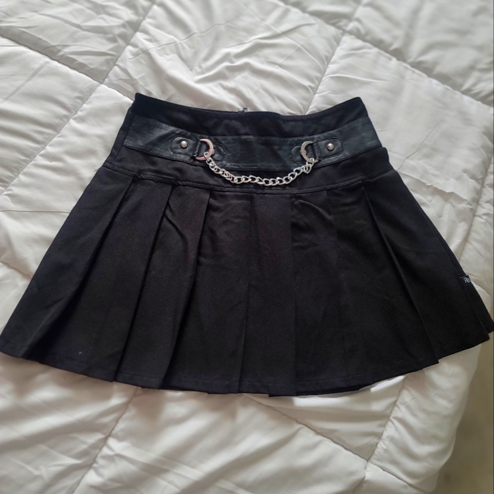 Royal Bones Black pleated chain skirt